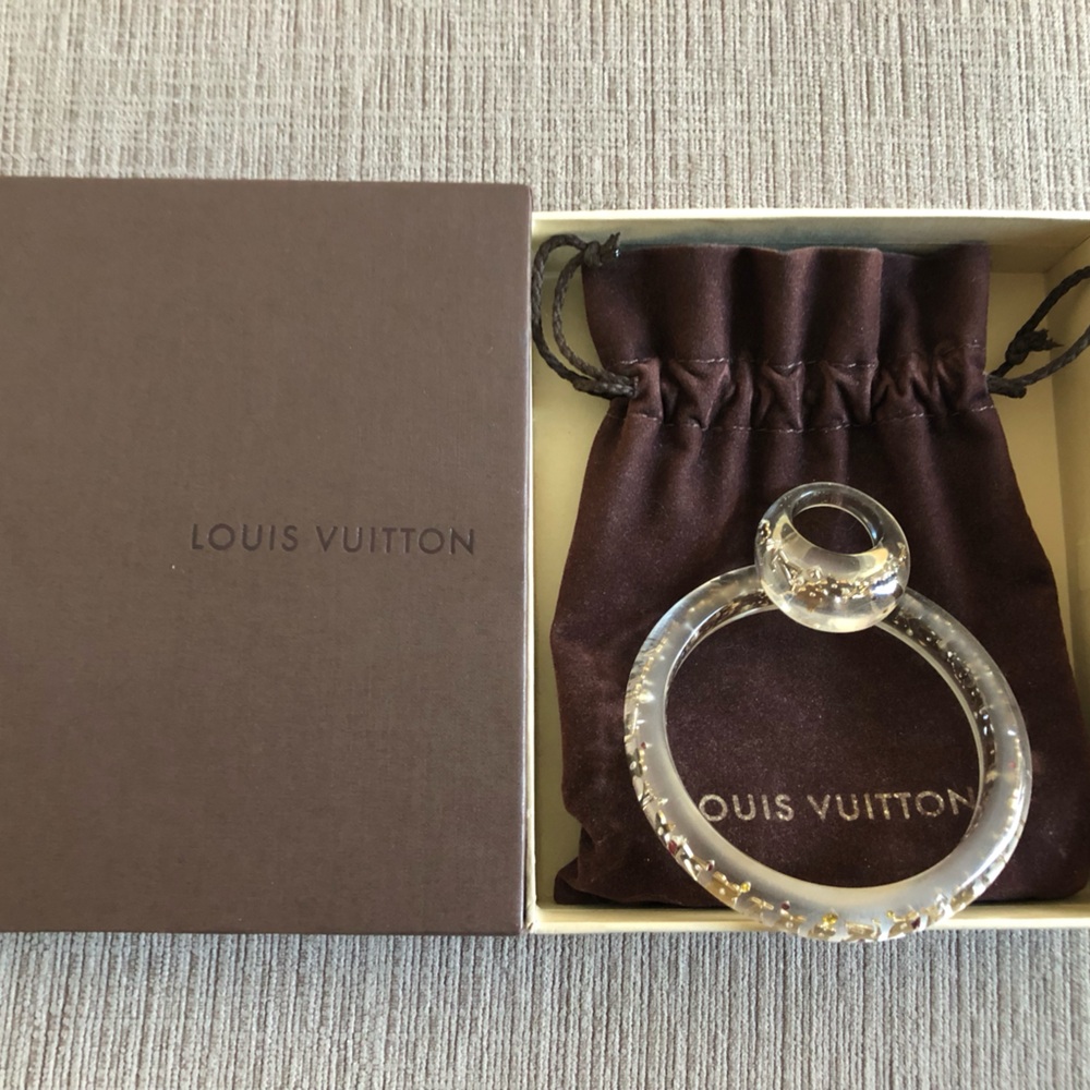 Louis Vuitton Clear Resin Ring Charm with Gold and Crystal Accents
